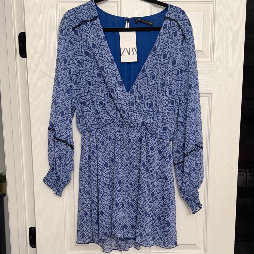 Zara Geometric Blue Romper